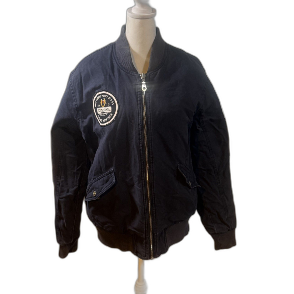 TCA The Clothing Animal Patch Bomber Jacket Navy Streetwear Size 170 Mens sm/med
